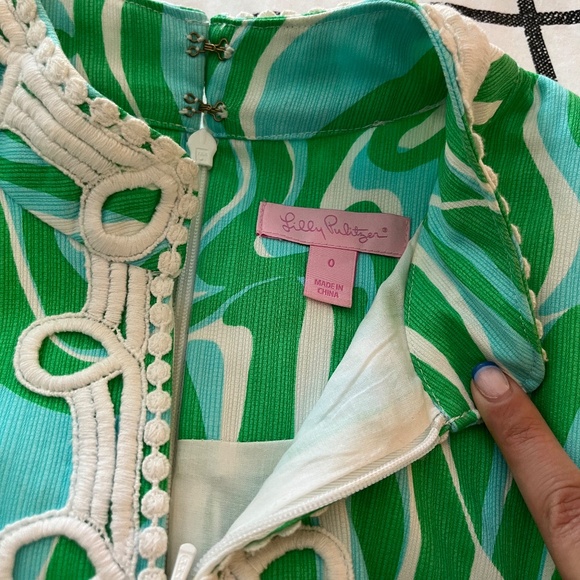 Lily Pulitzer Women’s Alexa Stretch Blue and Green Shift Dress Size 0 - Picture 3 of 10